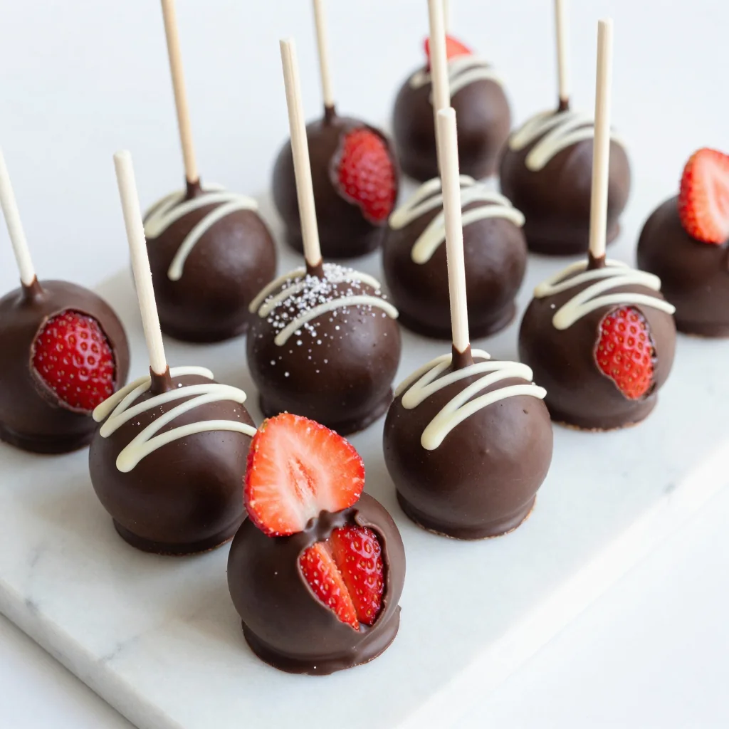 Indulgent Chocolate Covered Strawberry Cake Pops