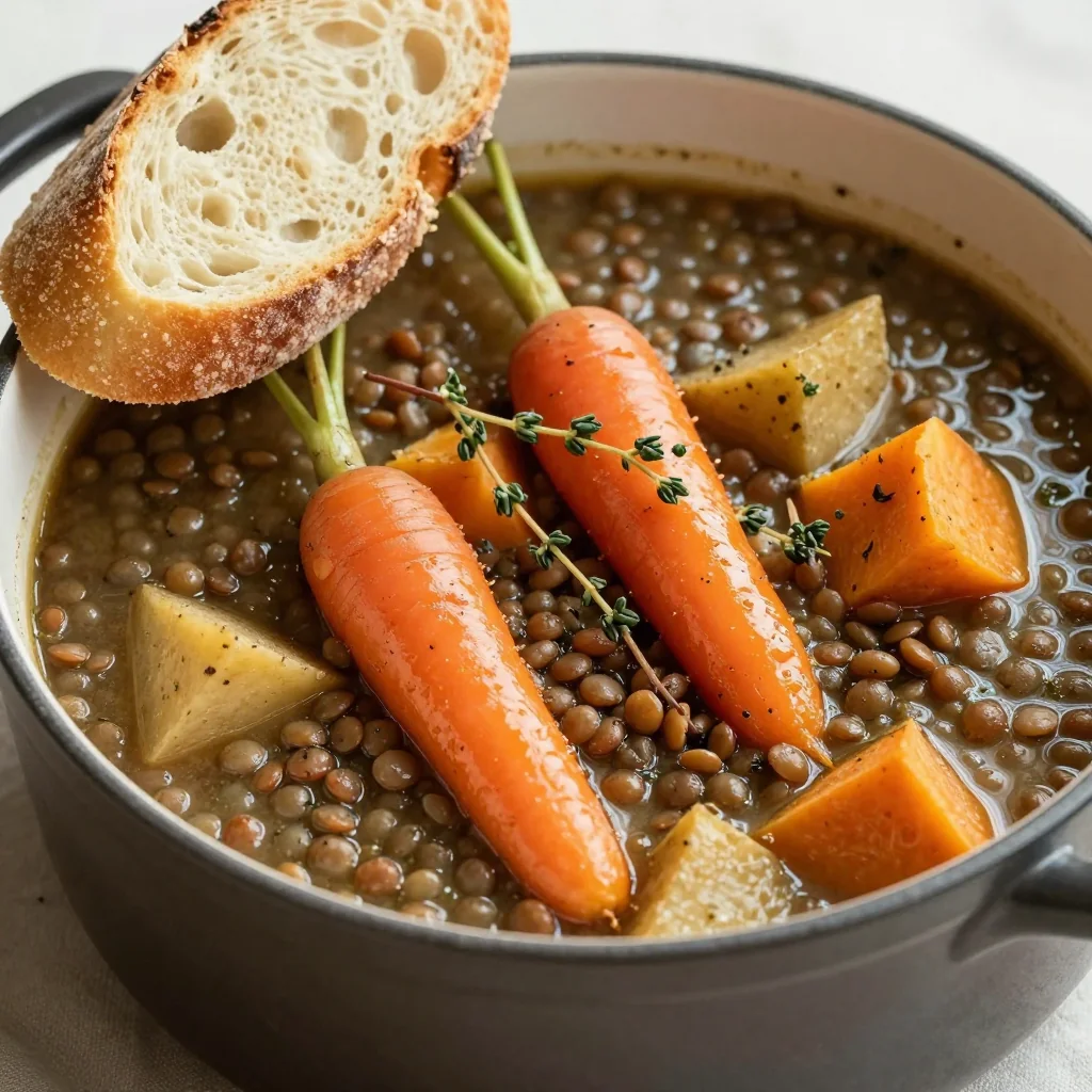 cozy onepot lentil and root vegetable stew for warm family january nights