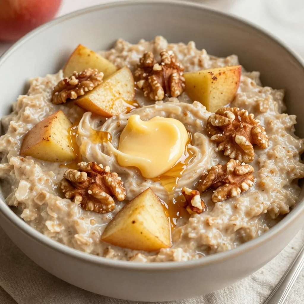 Warm Cinnamon Apple Oatmeal with Walnuts from Pantry