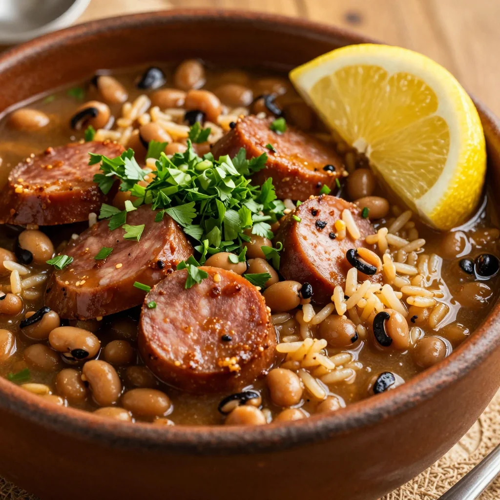New Year's Day Slow Cooker Hoppin' John And Sausage Stew