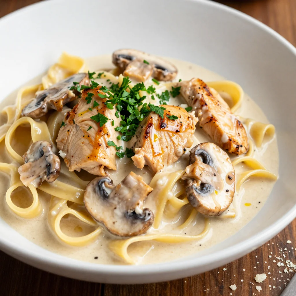 Creamy Chicken and Mushroom Pasta for One