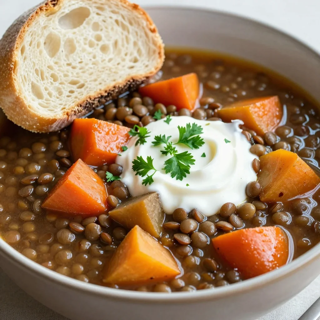 batch cooking friendly lentil and root vegetable stew