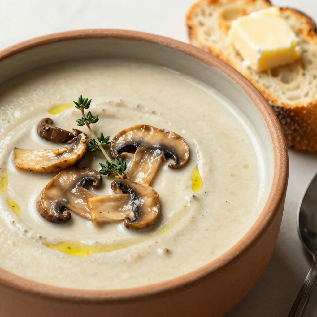 Cozy Creamy Mushroom Soup with Fresh Thyme