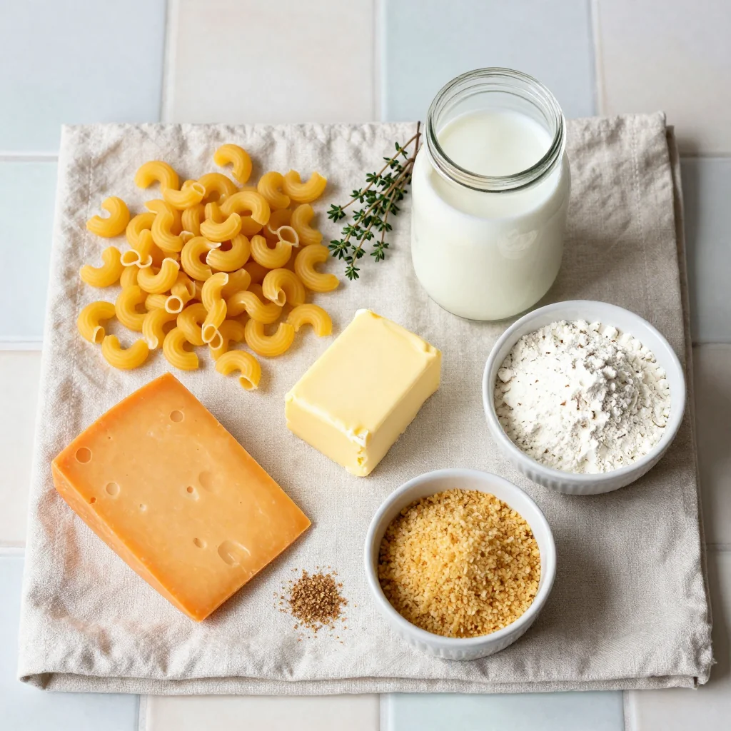 Ingredient list for Creamy Macaroni and Cheese
