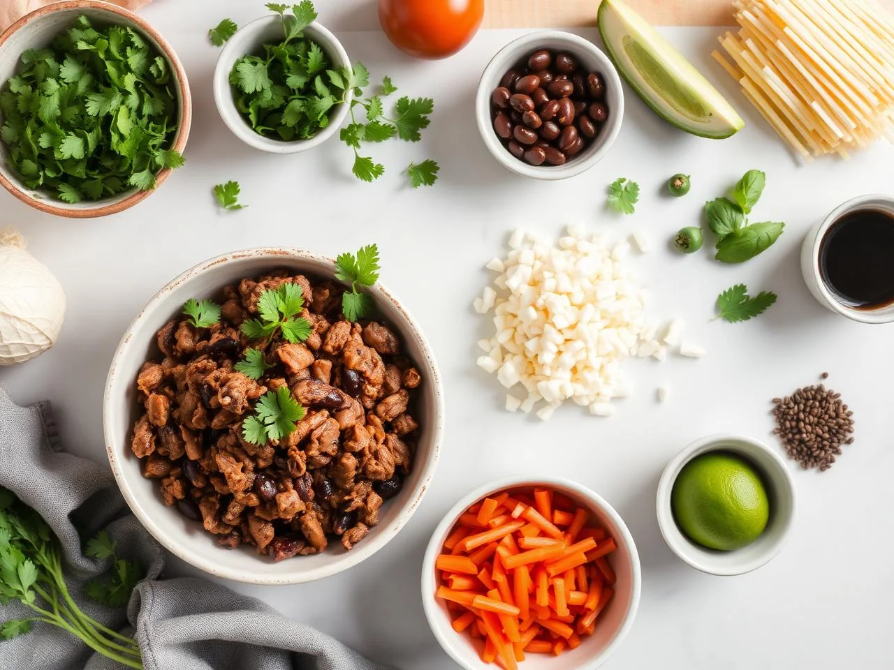 Ingredients for Beef And Bean Burrito Bowl