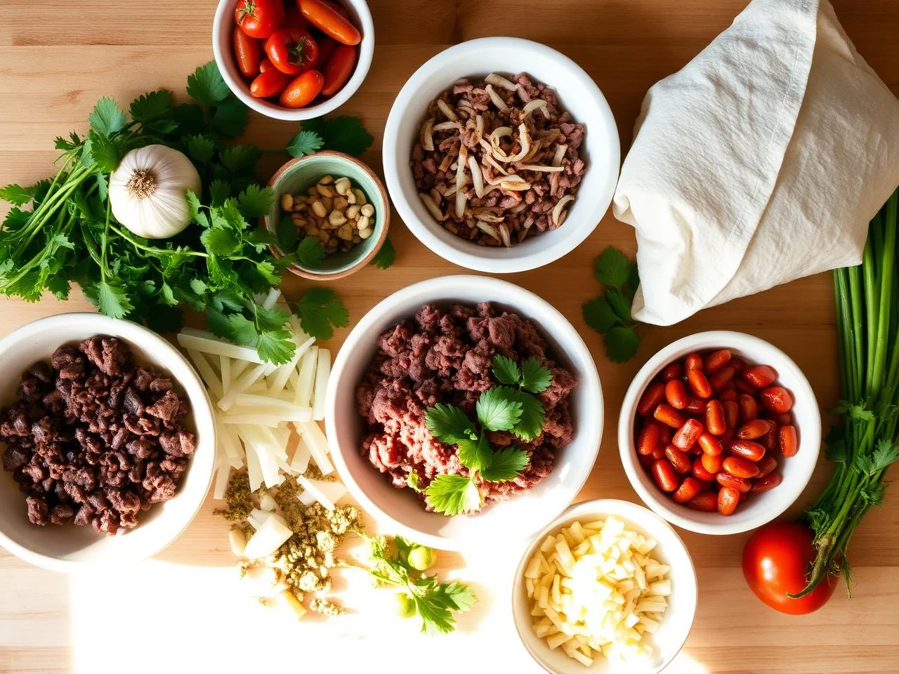 Ingredients for Beef And Bean Burritos