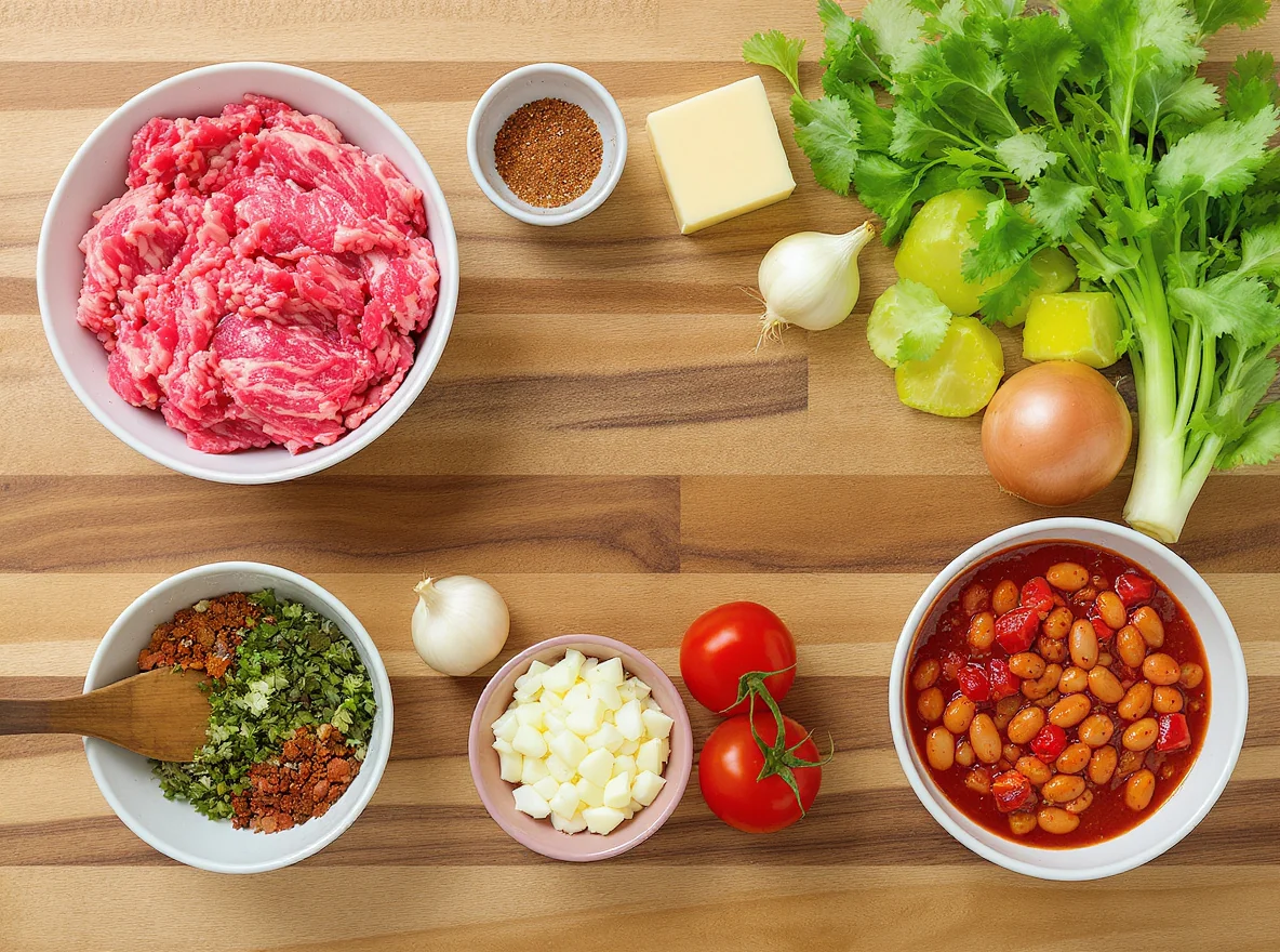 Ingredients for Beef and Bean Chili