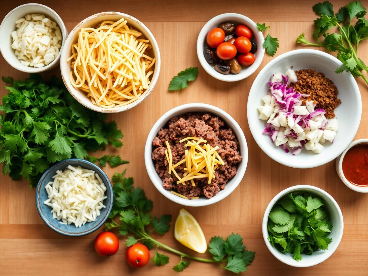 Ingredients for Beef And Cheese Tostadas