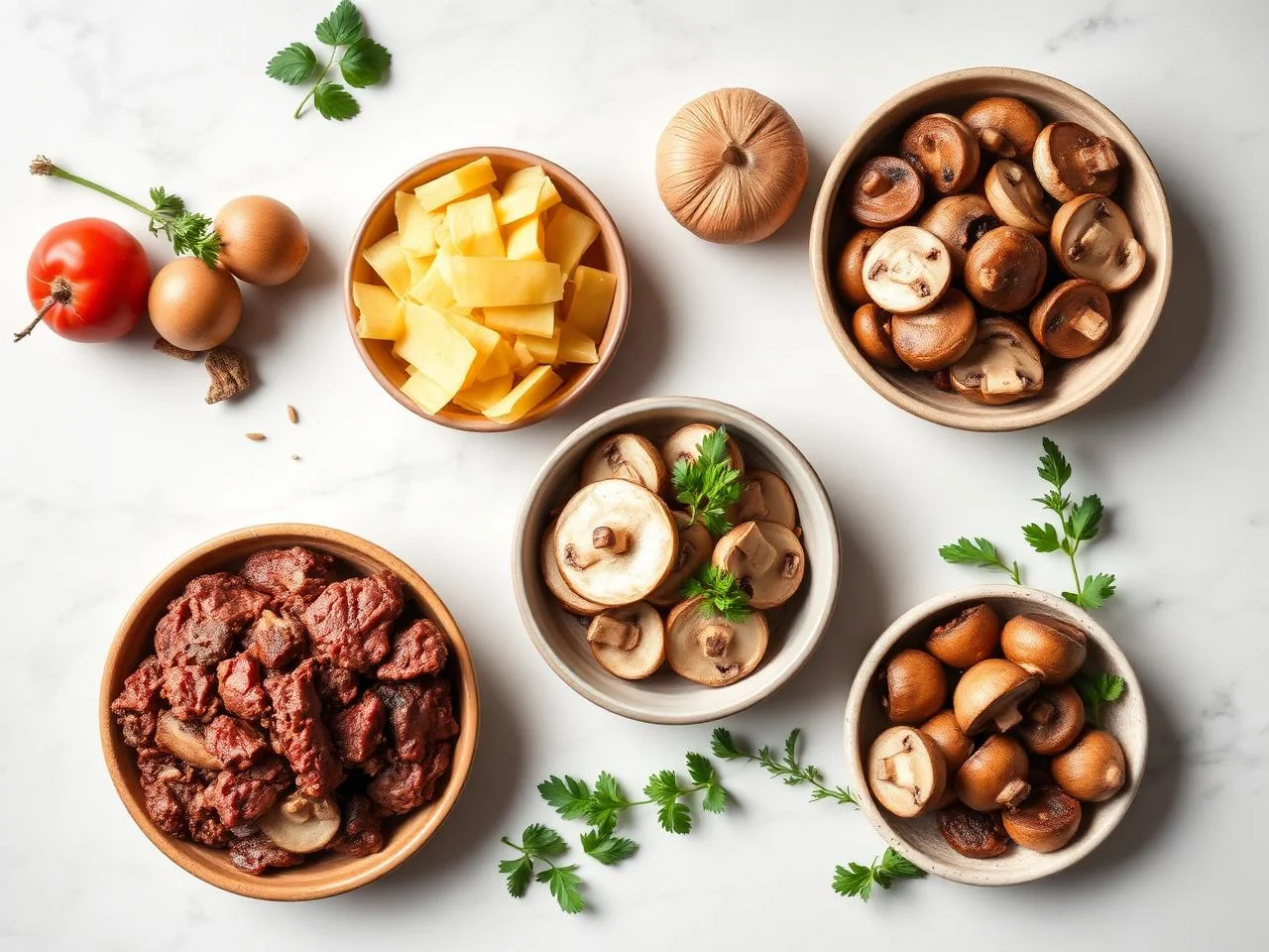 Ingredients for Beef And Mushroom Crepes