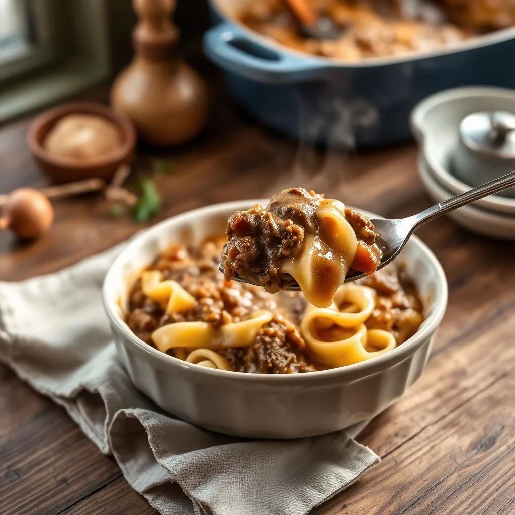 Beef And Mushroom Gravy Over Egg Noodles