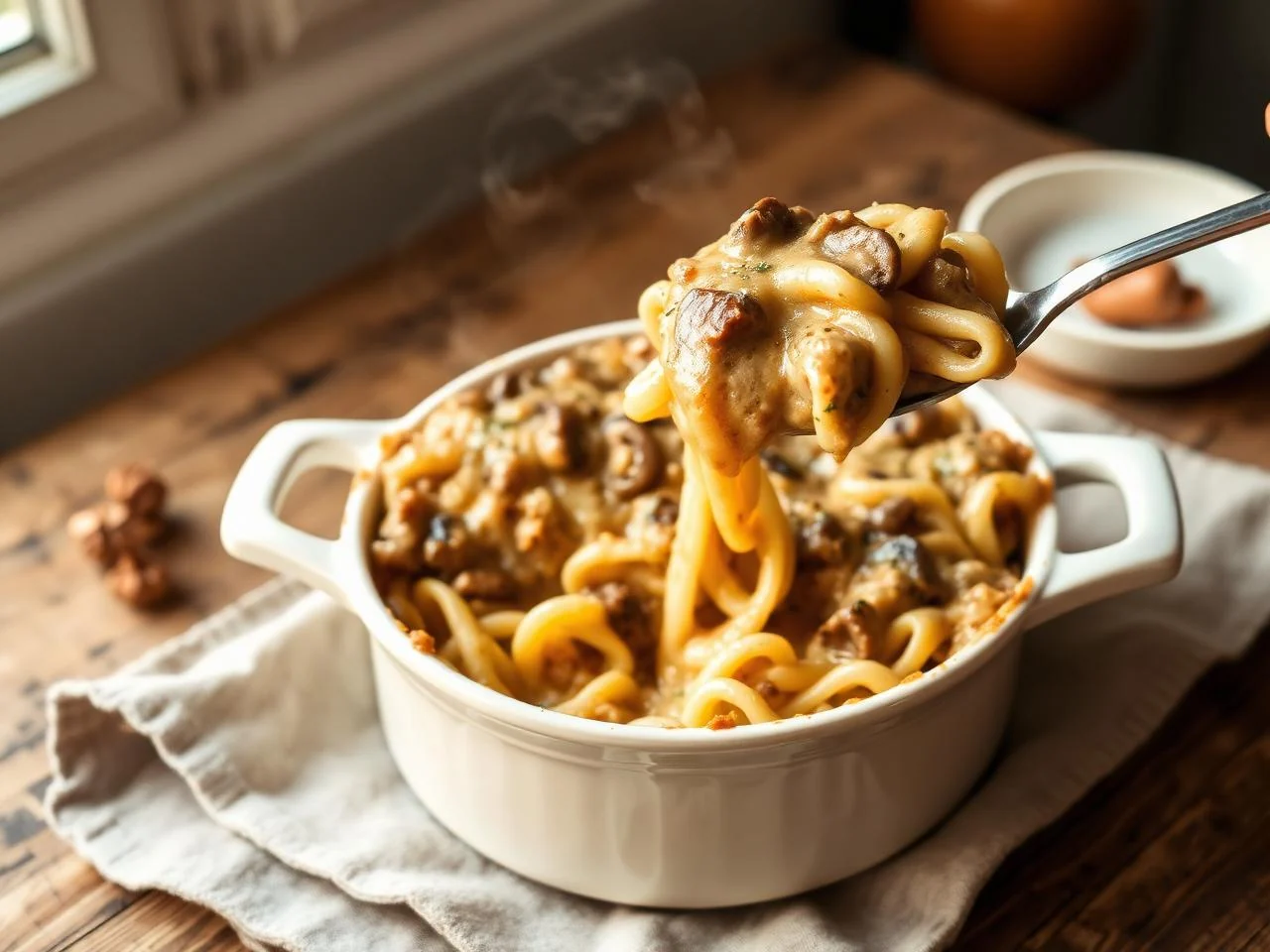 Beef And Mushroom Gravy Over Egg Noodles