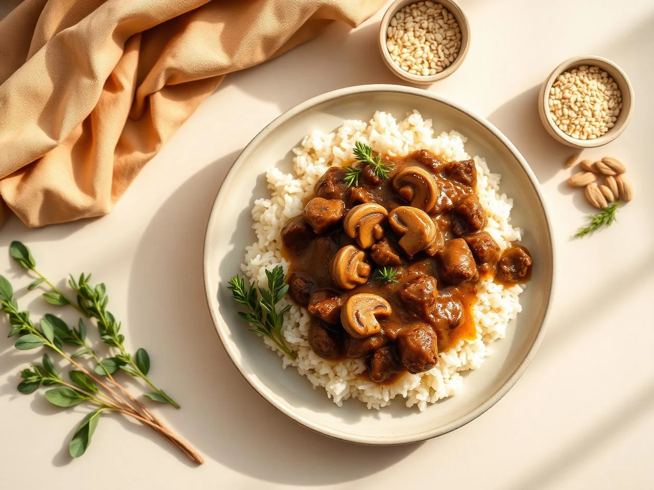 Beef And Mushroom Gravy Over Rice