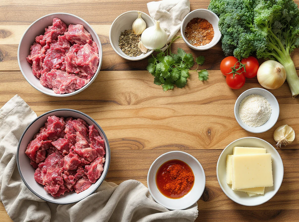 Ingredients for Beef and Noodle Bake