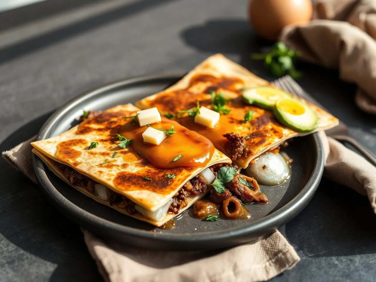 Beef And Onion Quesadillas