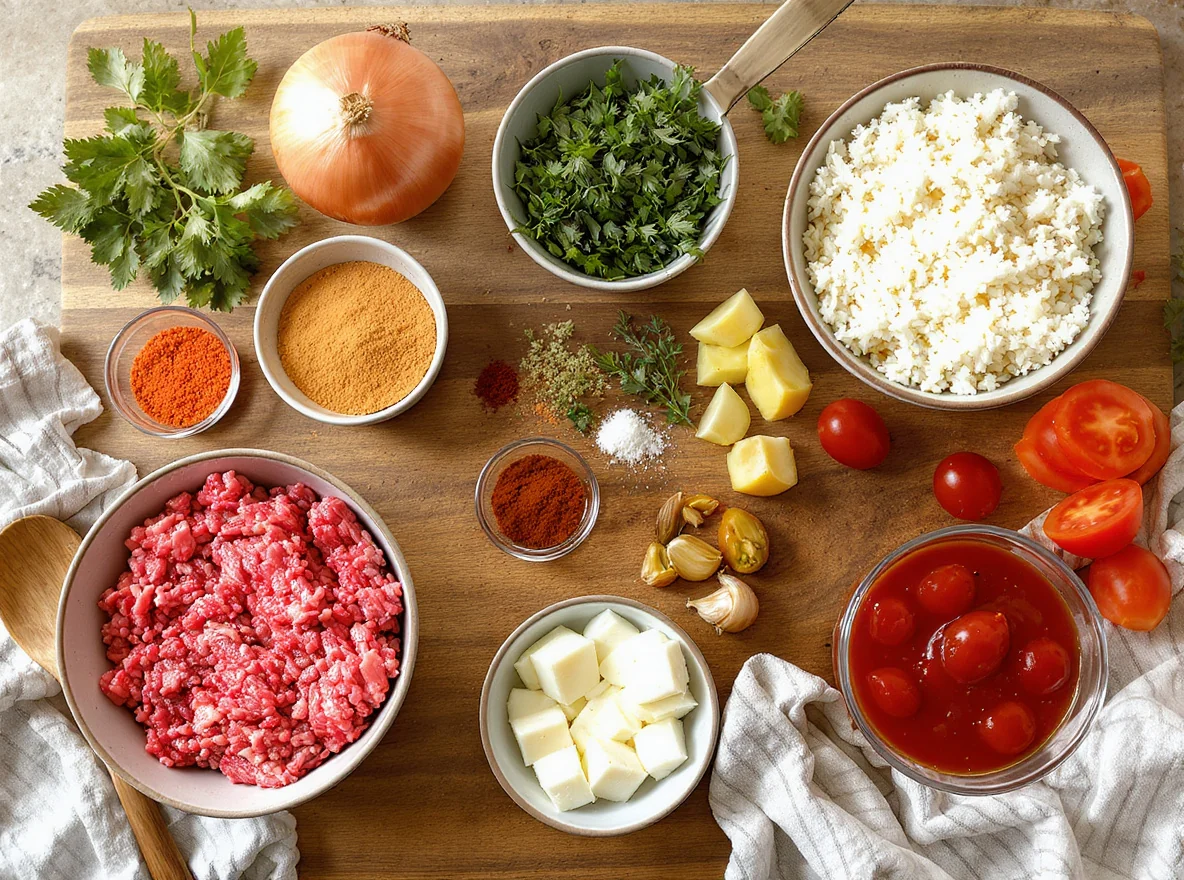 Ingredients for Beef and Rice Skillet