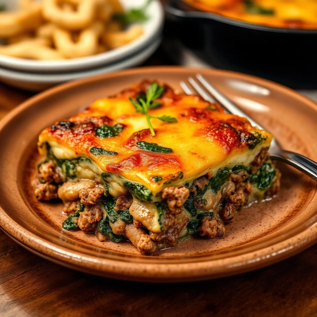 Beef And Spinach Strata