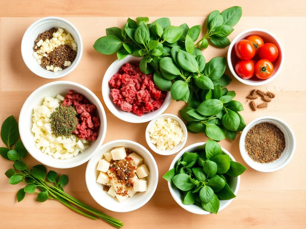 Ingredients for Beef And Spinach Strata