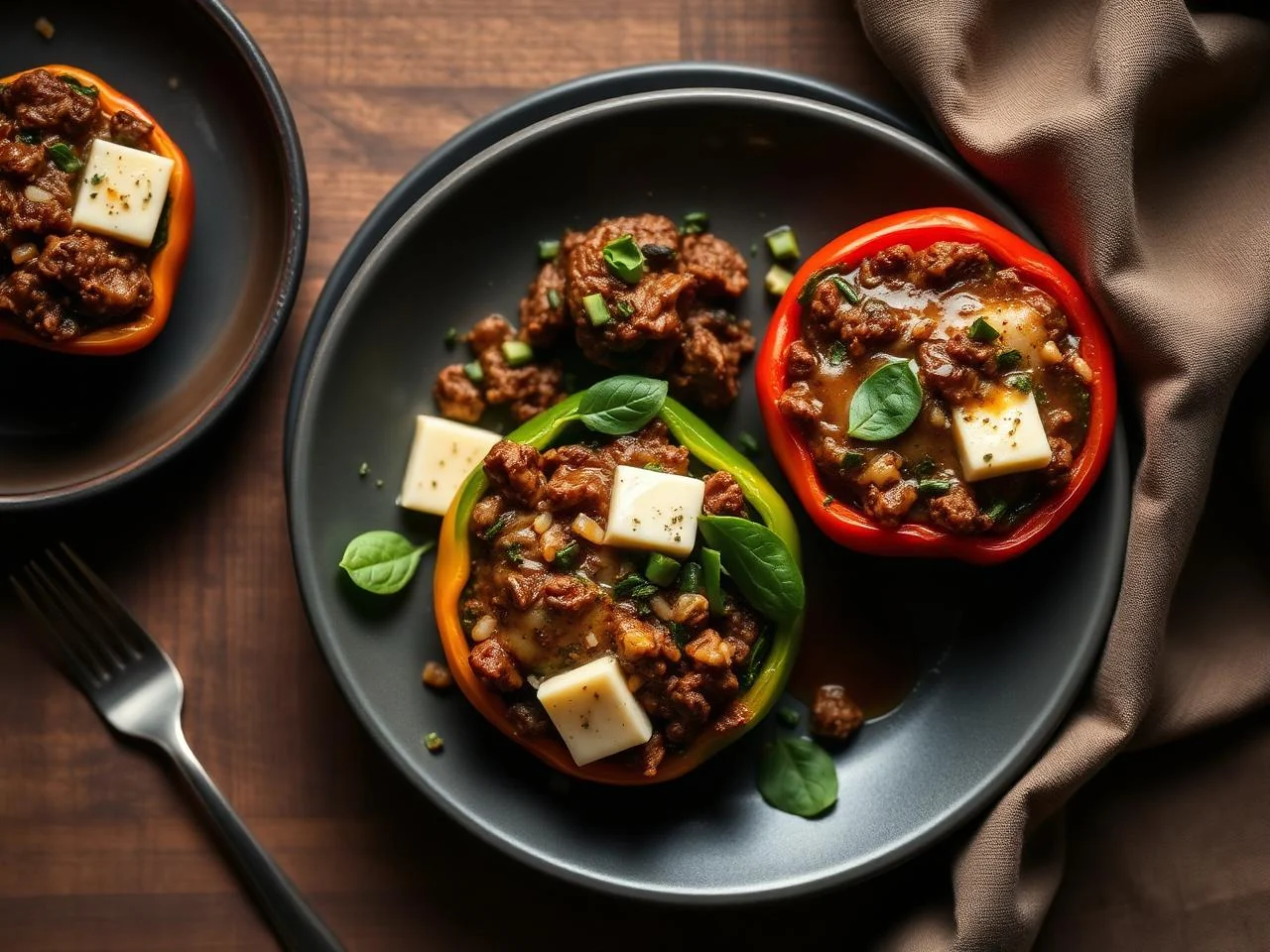Beef And Spinach Stuffed Peppers