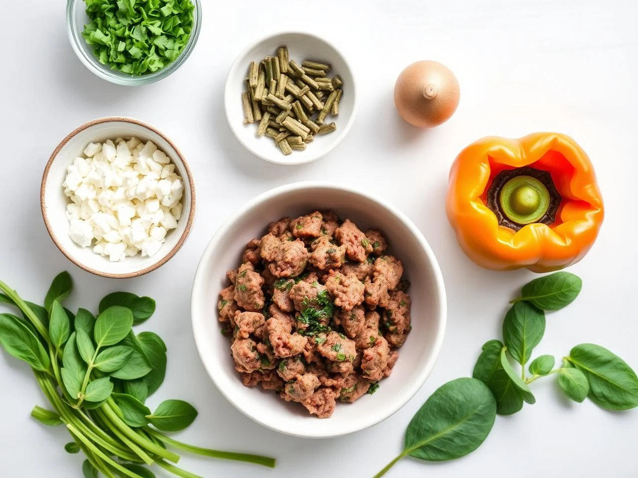 Ingredients for Beef And Spinach Stuffed Peppers