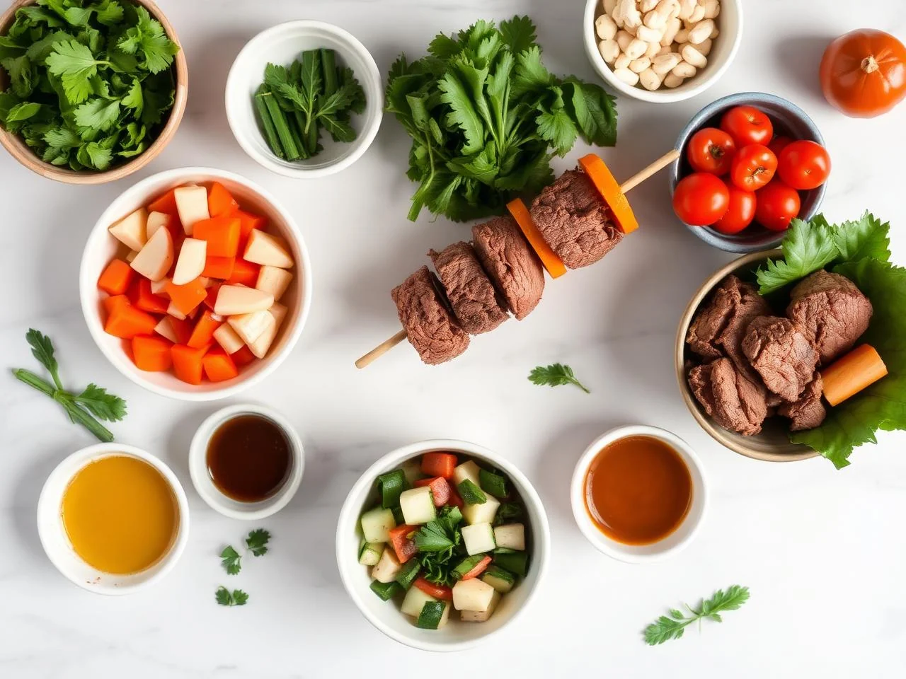 Ingredients for Beef And Vegetable Kabobs