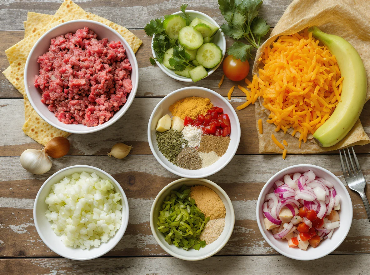 Ingredients for Beef Burrito Bowls