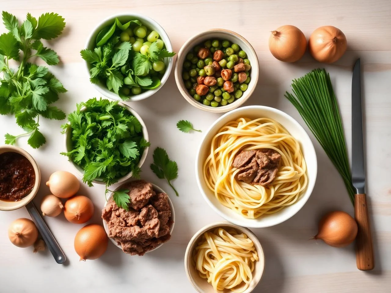 Ingredients for Beef Stroganoff Pasta