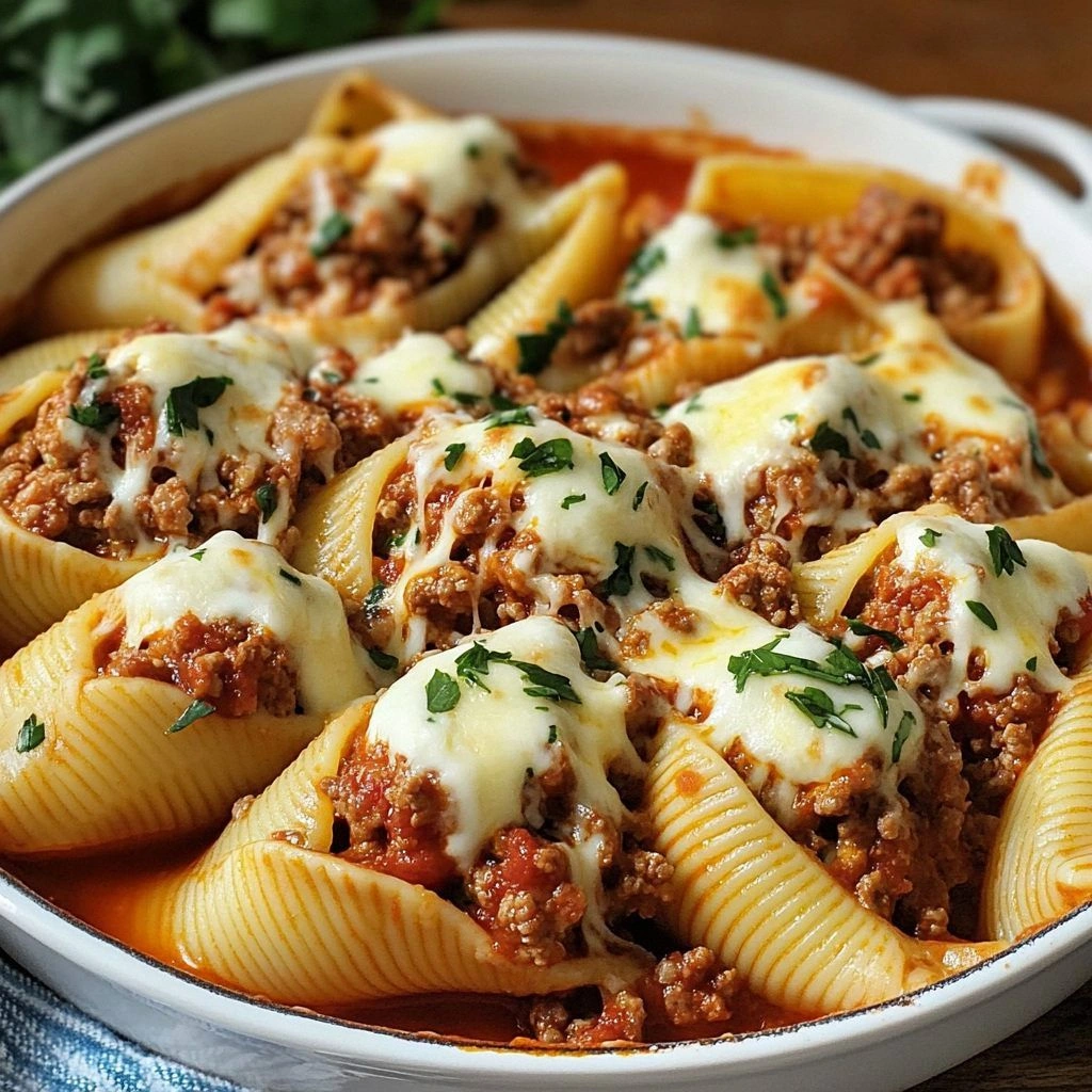 Beef-Stuffed Shells with Cream