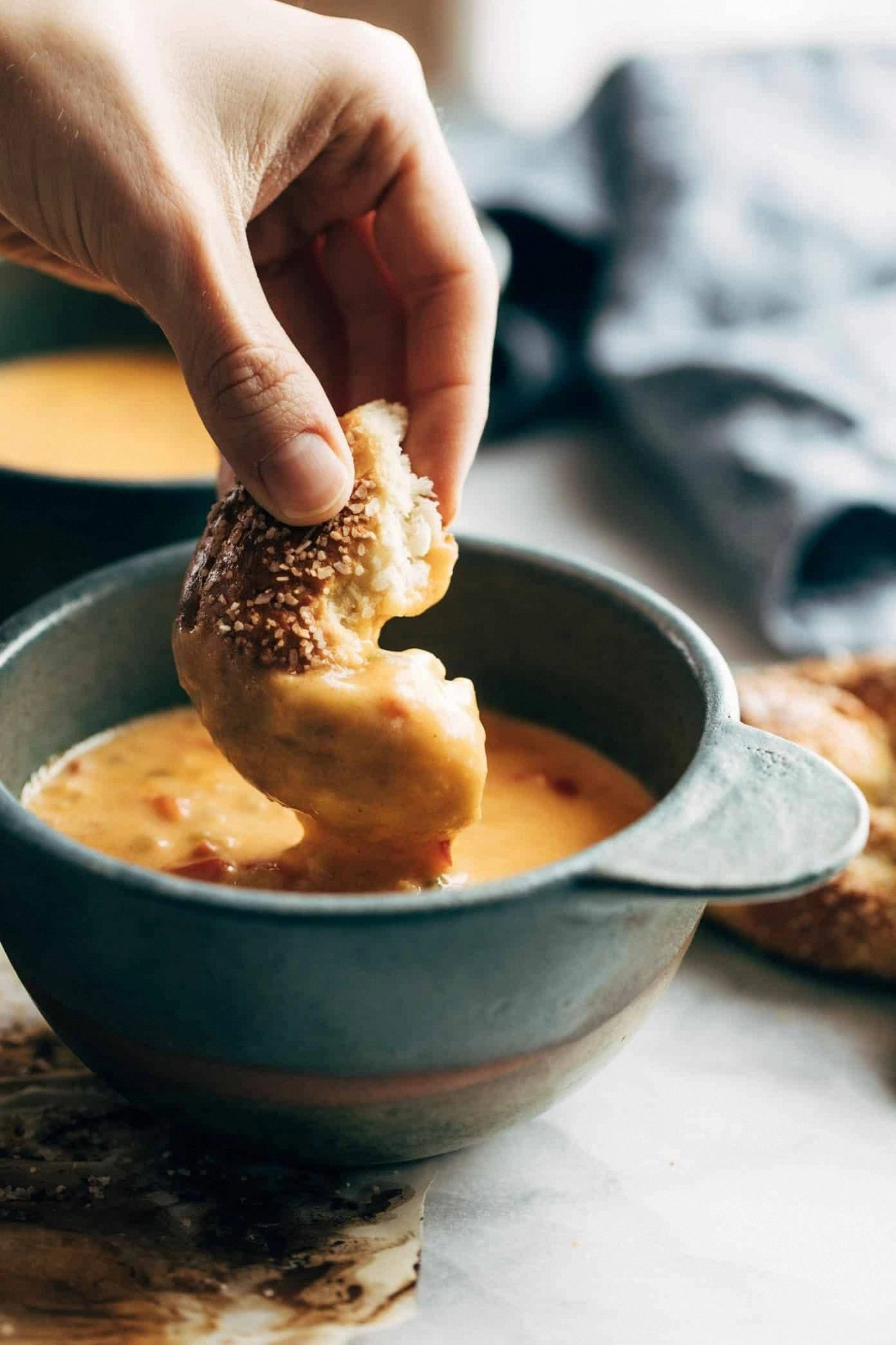 Beer Cheese Soup with Soft Pre