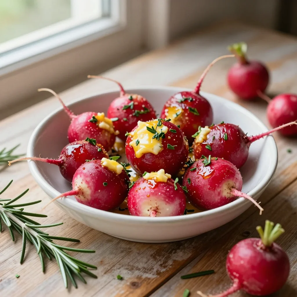 Roasted Radishes with Garlic Butter and Herbs