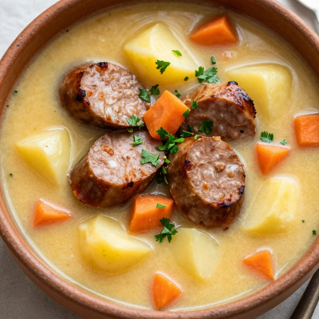 Pantry Clean Out Slow Cooker Sausage and Potato Soup Recipe