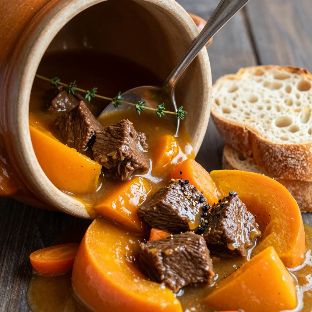 batch cook hearty beef and winter squash stew for busy weeks