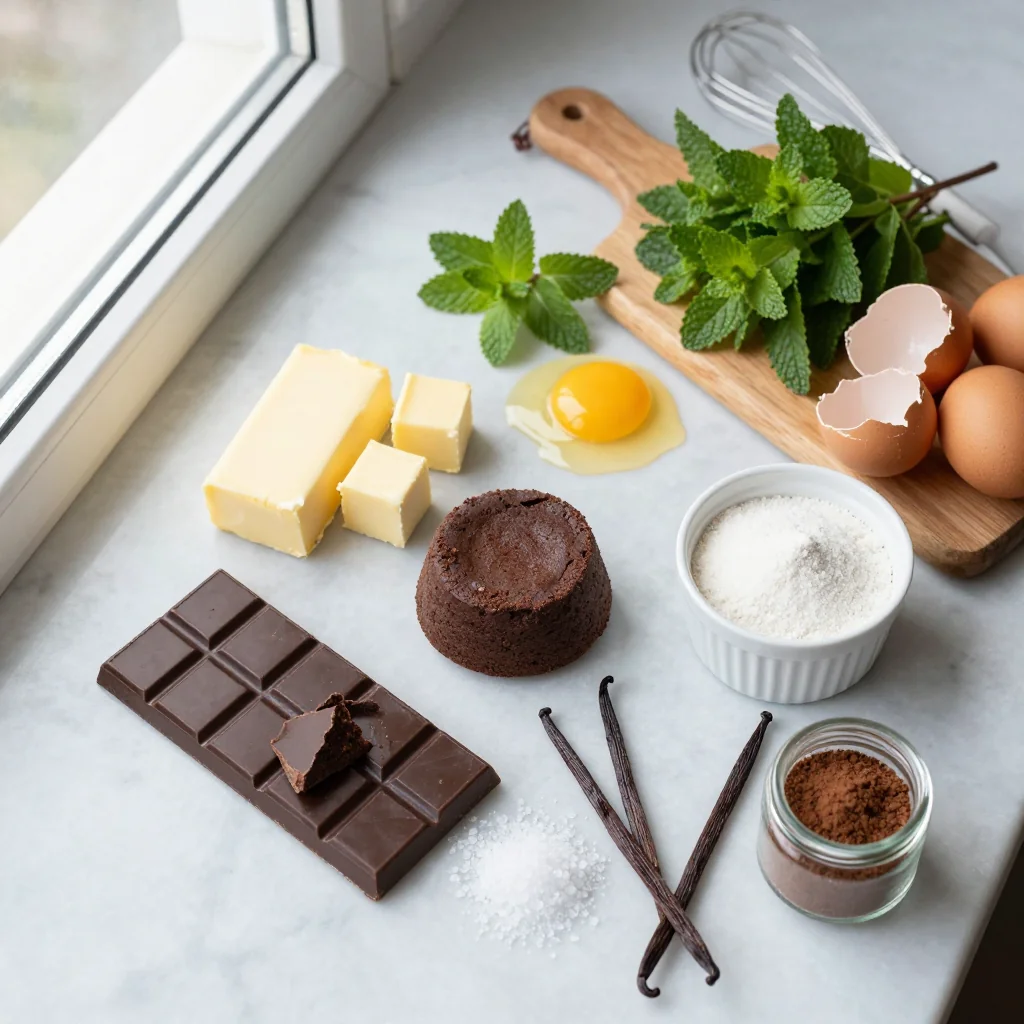 All ingredients laid out for Lava Cake Chocolate Molten Center