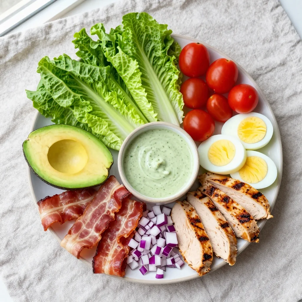 All ingredients for Green Goddess Cobb Salad with Grilled Chicken