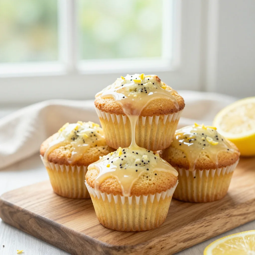 Lemon Poppy Seed Muffins with Glaze
