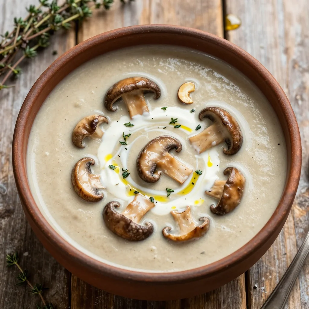 Cozy Vegan Creamy Mushroom Soup with Thyme