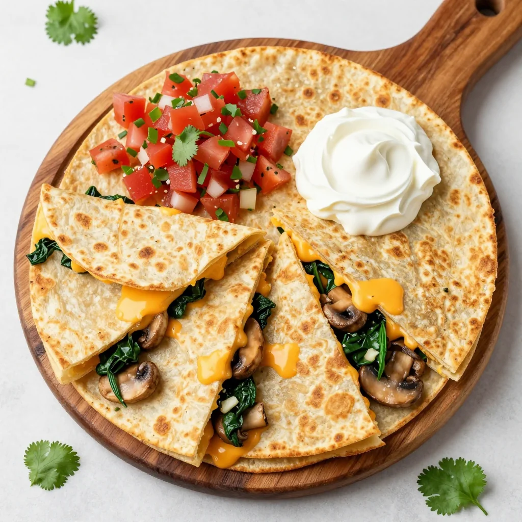 Cozy Mushroom and Spinach Quesadillas for Lunch