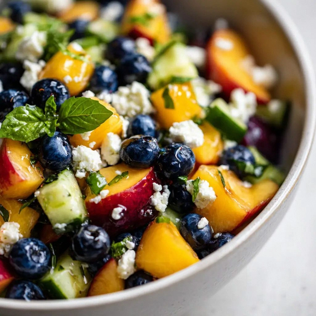 Blueberry Peach Feta Salad wit