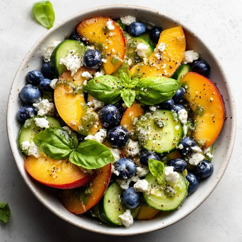 Blueberry Peach Feta Salad wit