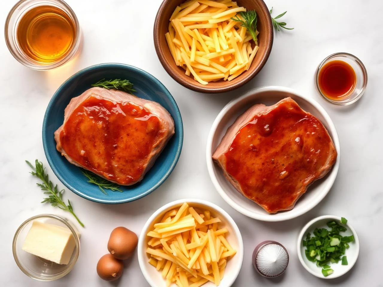 Ingredients for Bourbon Glazed Pork Chops