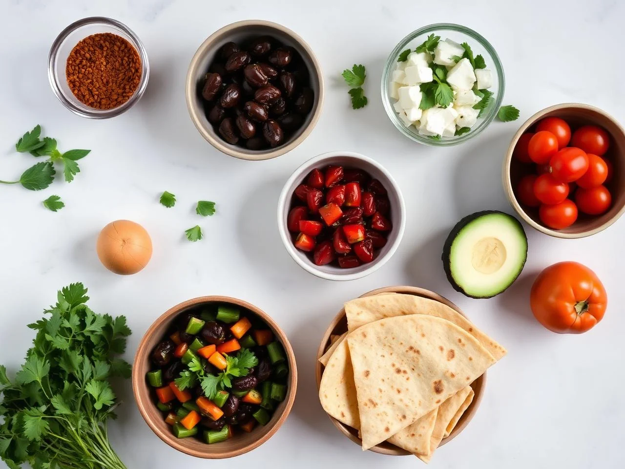 Ingredients for Breakfast Quesadilla