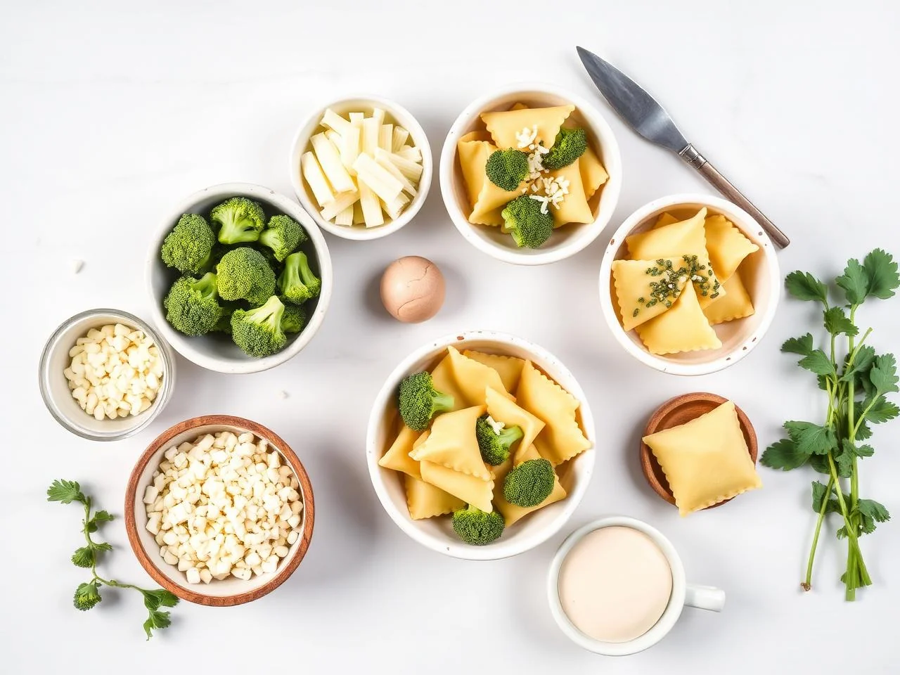 Ingredients for Broccoli And Cheese Ravioli