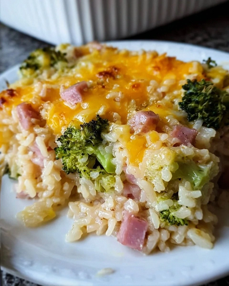 Broccoli Ham and Rice Bake