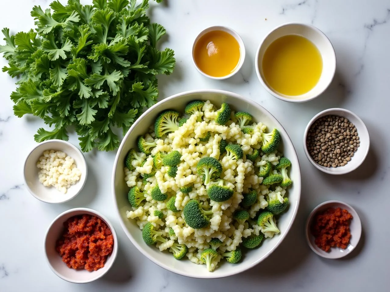 Ingredients for Broccoli Slaw with Bacon and Sunflower Seeds