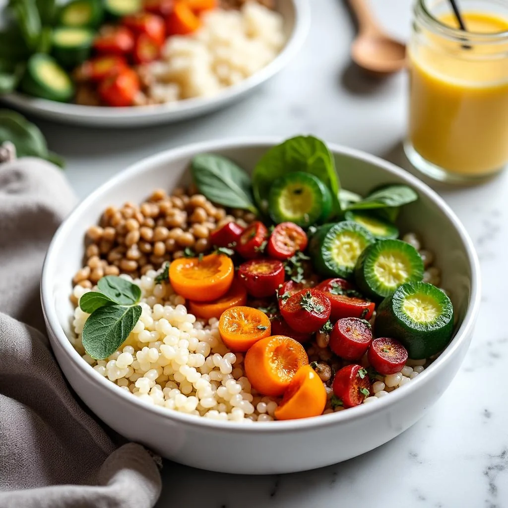 Buddha Bowls with Roasted Vegetables and Tahini Dressing