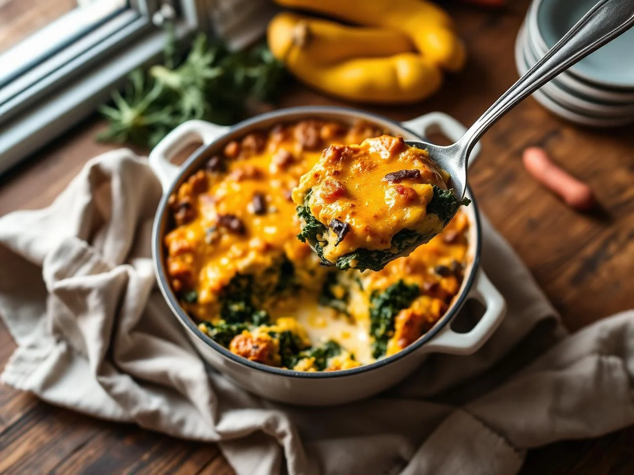 Butternut Squash And Kale Casserole
