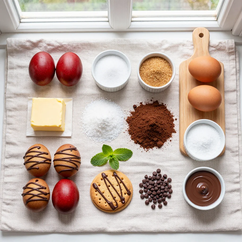 All ingredients for Cadbury Egg Cookies with Chocolate Drizzle