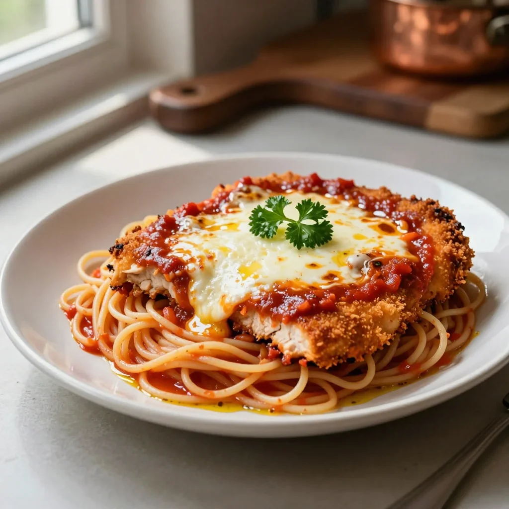 Chicken Parmesan with Spaghetti and Marinara