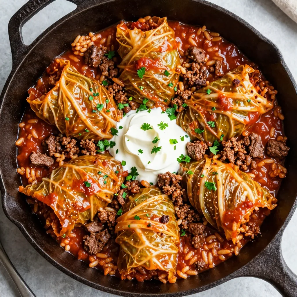 Budget Dinner Cabbage Roll Skillet with Ground Beef