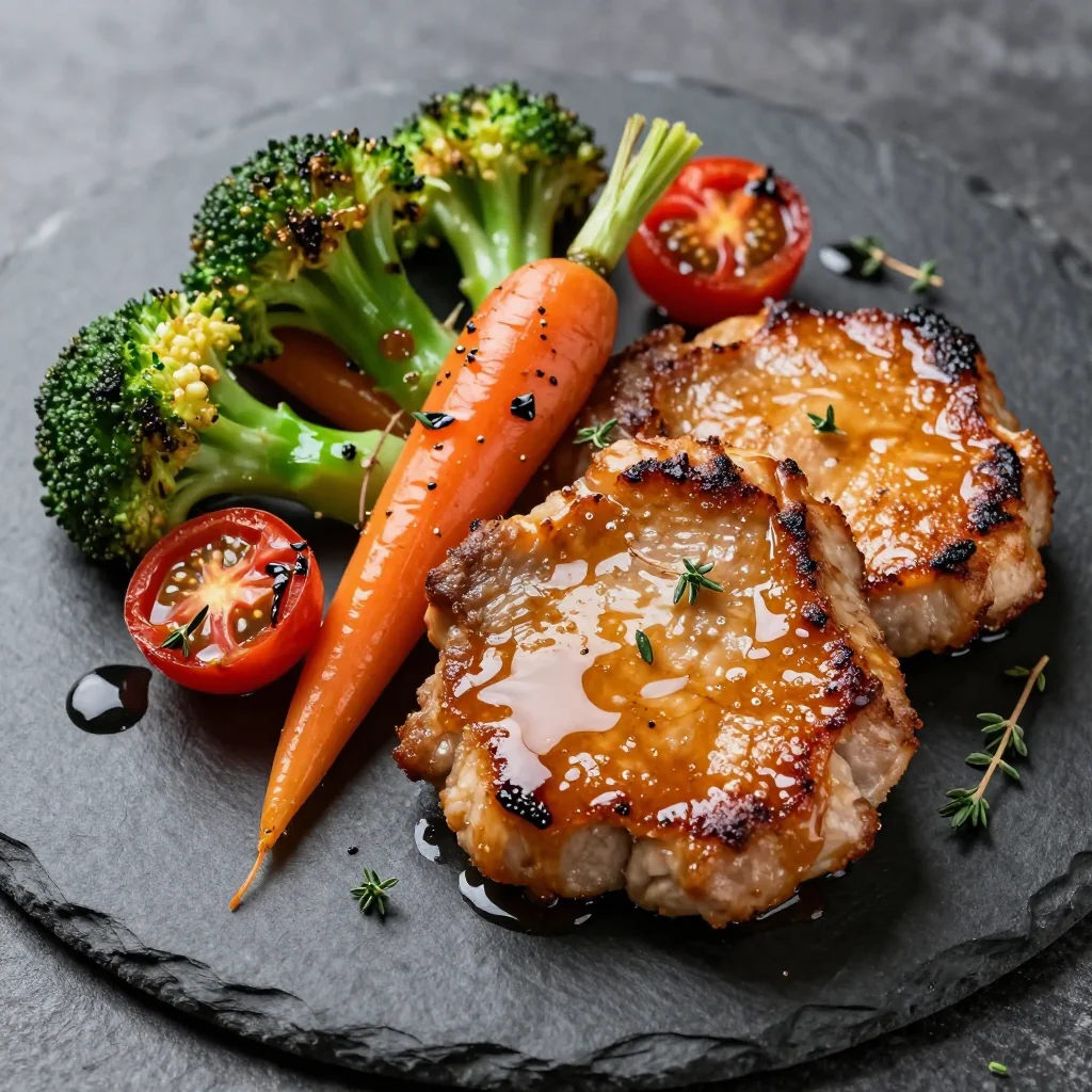 Honey Glazed Pork Chops With Roasted Veggies