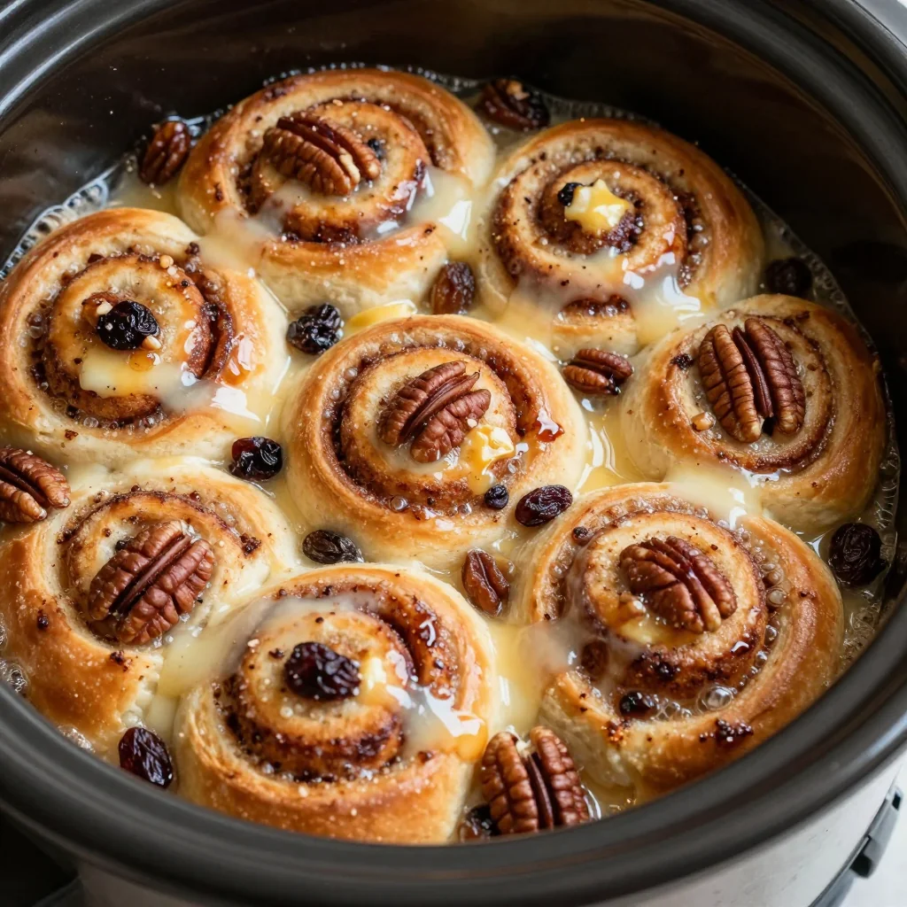 Warm Slow Cooker Cinnamon Roll Casserole For New Year's Brunch